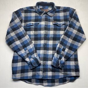 Orvis Men’s Flannel Shirt Jacket Shacket Blue Gray Button Up Lumberjack  Size L